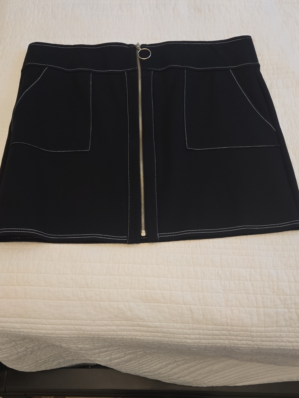 INC International Concepts Black Mini Skirt with Silver Front Zip